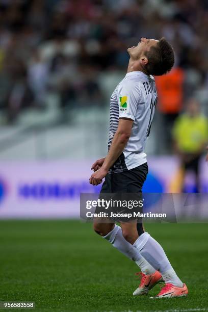 Vagiz Galiulin of FC Tosno reacts during Russian Cup Final match between FC Tosno and Fc Avangard at Volgograd Arena on May 9, 2018 in Volgograd,...