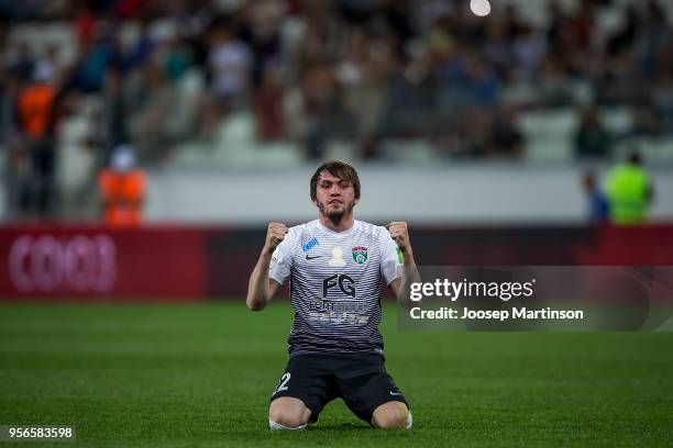 Reziuan Mirzov of FC Tosno celebrates after the Russian Cup Final match between FC Tosno and Fc Avangard at Volgograd Arena on May 9, 2018 in...