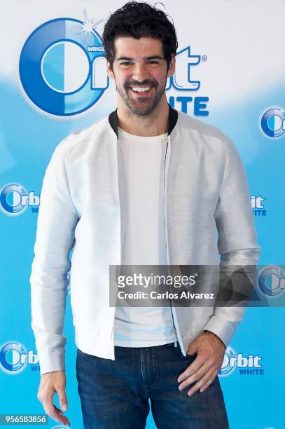 Miguel Angel Munoz attends 'Buscamos La Sonrisa Orbit White' competition at Club Allard restaurant on May 9, 2018 in Madrid, Spain.