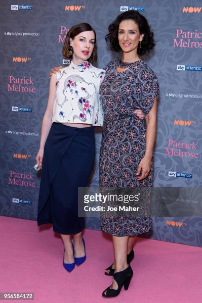 Jessica Rayne and Indira Varma attend the launch of 'Patrick Melrose' at Searcys Knightsbridge on May 9, 2018 in London, England.
