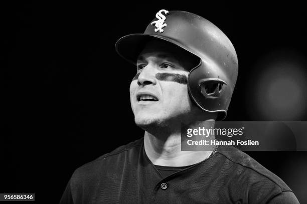Avisail Garcia of the Chicago White Sox looks on during the game against the Minnesota Twins on April 12, 2018 at Target Field in Minneapolis,...
