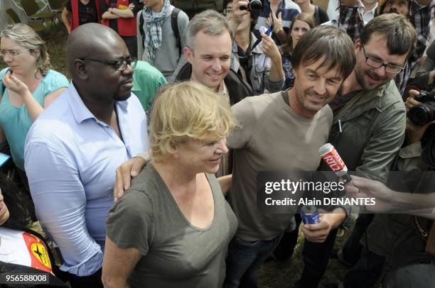 Eva Joly and Nicolas Hulot, the two candidates for the "Europe Ecologie-Les Verts" Green party primary elections before France's 2012 presidential...