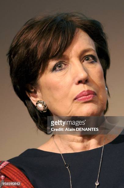 French politician Roselyne Bachelot session portrait, on April 12, 2013 in Nantes, western France. Former minister, she is a member of the High...