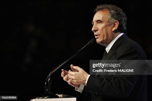 Francois Bayrou, candidate for presidential election, MODEM party leader during a meeting inToulouse, France on February 11,2012.