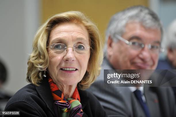 French Minister in charge of Foreign Trade, Nicole Bricq, traveling on the theme of export development, on October 04, 2012 in Nantes, western...