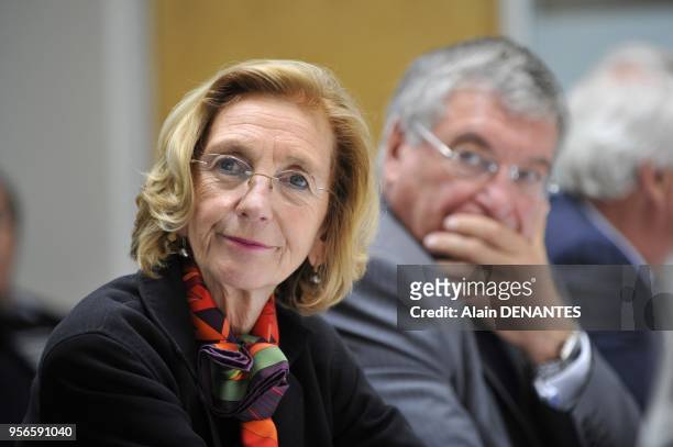 French Minister in charge of Foreign Trade, Nicole Bricq, traveling on the theme of export development, on October 04, 2012 in Nantes, western...