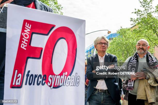 Jean Caude Mailly, secrétaire général de la confédération Force Ouvrière est venu pour la première fois, à l'occasion de la fête du travail,...