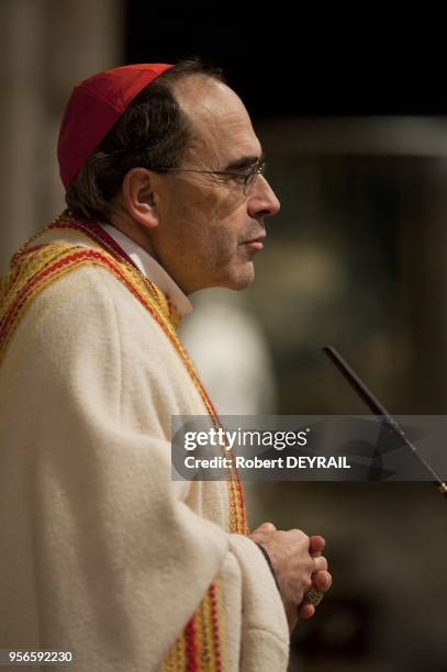 His Grace Philippe Barbarin manager of the year 2010 in st John s cathedral on january 7,2010 in Lyon France.