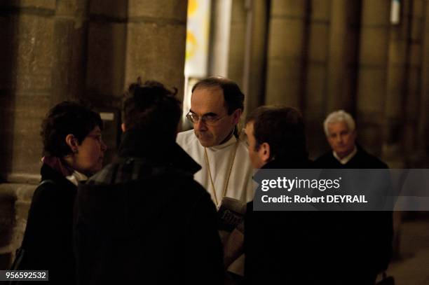 His Grace Philippe Barbarin manager of the year 2010 in st John s cathedral on january 7,2010 in Lyon France.