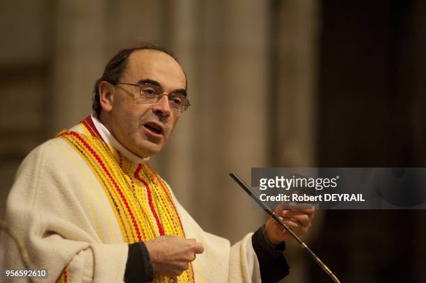His Grace Philippe Barbarin manager of the year 2010 in st John s cathedral on january 7,2010 in Lyon France.