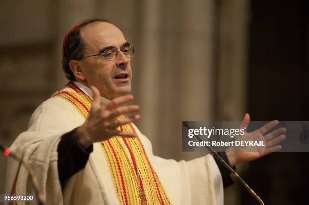 His Grace Philippe Barbarin manager of the year 2010 in st John s cathedral on january 7,2010 in Lyon France.