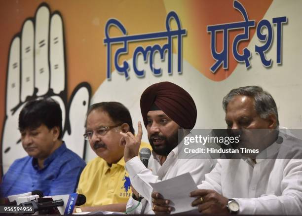 Former Cabinet Minister of Delhi Government Arvinder Singh Lovely, AK Walia, Haroon Yousf and other leaders address a press Conference on the issue...