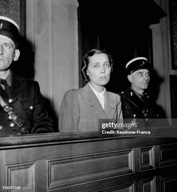 Yvonne Chevallier lors de son procès aux assises de la Marne à Reims, en novembre 1952.