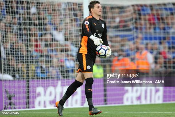 Eldin Jakupovic of Leicester City during the Premier League match between Leicester City and Arsenal at The King Power Stadium on May 9, 2018 in...