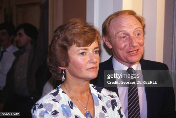 Le chef du Parti travailliste Neil Kinnock et son épouse Glenys Kinnock le 2 octobre 1984 à Blackpool au Royaume-Uni.