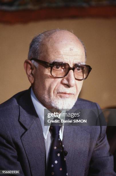 Portrait de l'ancien Premier Ministre iranien Mehdi Bazargan en novembre 1979 à Alger, Algérie.