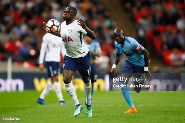 Moussa Sissoko of Tottenham Hotspur controls the ball during the Premier League match between Tottenham Hotspur and Newcastle United at Wembley...