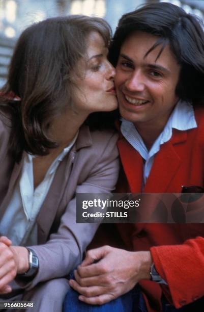 Portrait de Charlotte Rampling et Jean-Michel Jarre en mai 1977, France.