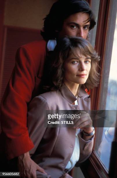 Portrait de Charlotte Rampling et Jean-Michel Jarre en mai 1977, France.