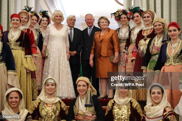 Prince Charles, Prince of Wales and Camilla, Duchess of Cornwall pose with the President of Greece Prokopis Pavlopoulos and his wife Vlassia...