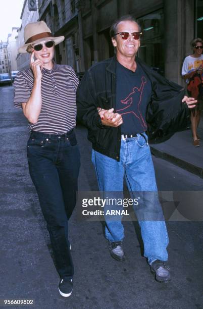 Jack Nicholson et sa compagne Rebecca Broussard à Paris en septembre 1990, France.