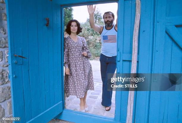 Marie-José Nat et son mari Michel Drach en 1975, France.