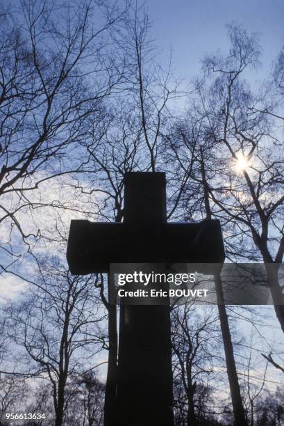 Croix chrétienne, avril 1990, Vilnius, Lituanie.