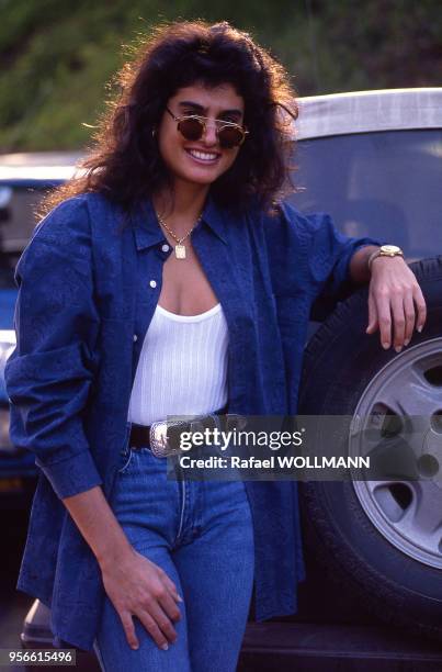 Portrait de la joueuse de tennis argentine Gabriela Sabatini.