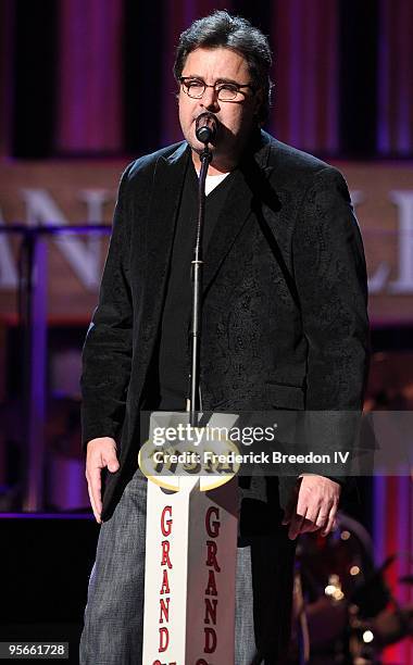 Country music singer Vince Gill peforms at the Sprint Sound & Speed concert at Ryman Auditorium on January 8, 2010 in Nashville, Tennessee.