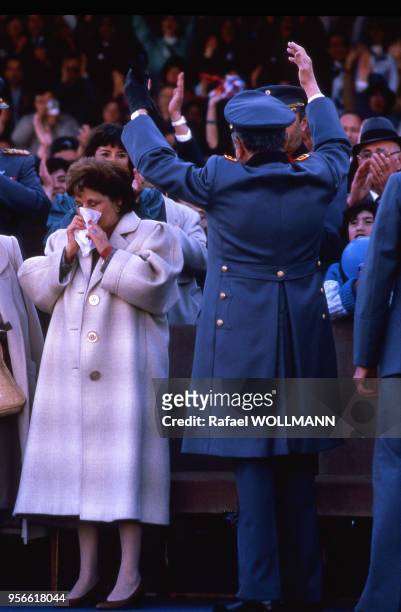 Le président de la République du Chili, Augusto Pinochet, avec son épouse, Lucía Hiriart de Pinochet, circa 1990, Chili.