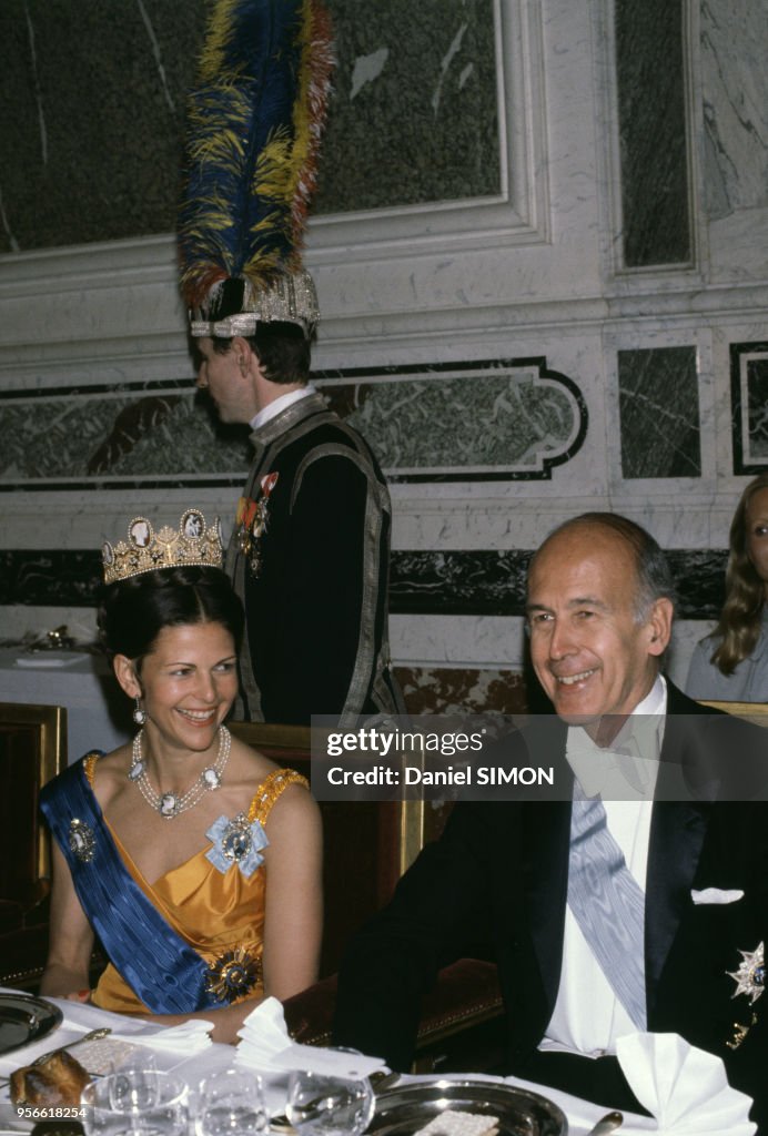 La reine Silvia de Suède et Valéry Giscard d'Estaing dans les années 1980
