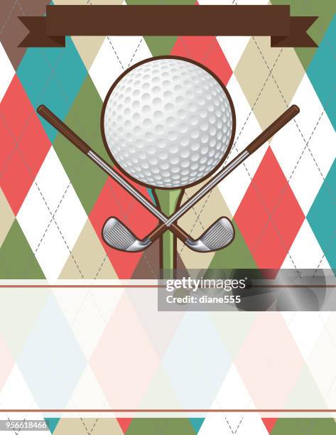 golf tournament template - green argyle stock illustrations