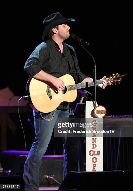 Country singer Chris Young performs at the Sprint Sound & Speed concert at Ryman Auditorium on January 8, 2010 in Nashville, Tennessee.
