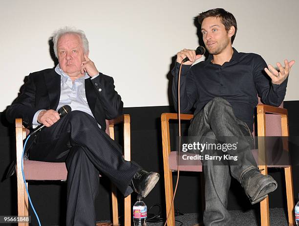 Director Jim Sheridan and actor Tobey Maguire attend American Cinematheque Q&A held at the Aero Theatre on January 8, 2010 in Santa Monica,...