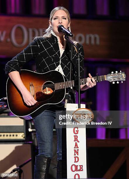 Daughter of Hank Williams Jr.,singer Holly Williams, performs at the Sprint Sound & Speed concert at Ryman Auditorium on January 8, 2010 in...