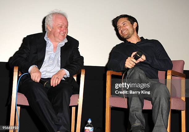 Director Jim Sheridan and actor Tobey Maguire attend American Cinematheque Q&A held at the Aero Theatre on January 8, 2010 in Santa Monica,...