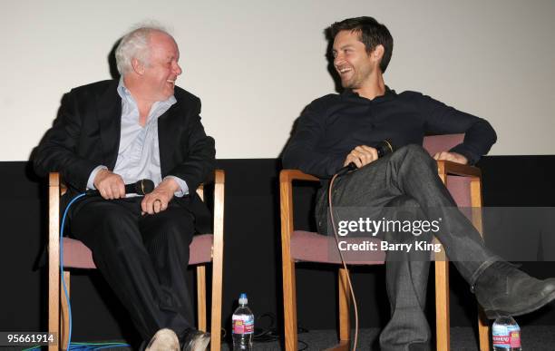 Director Jim Sheridan and actor Tobey Maguire attend American Cinematheque Q&A held at the Aero Theatre on January 8, 2010 in Santa Monica,...