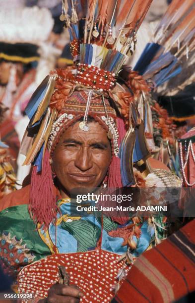 Portrait d'un indien de la région de Madre de Dios près de Cuzco, décembre 1979, Cuzco, Pérou.