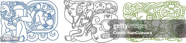mayan hieroglyphs 2 - mayan stock illustrations