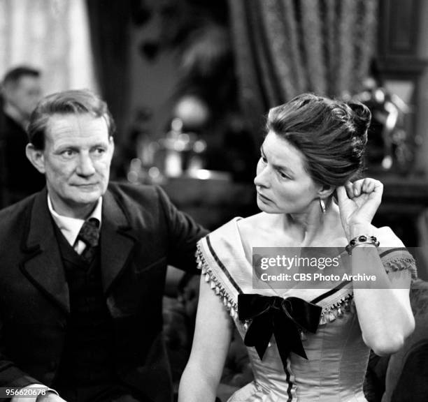 Made for TV movie, Hedda Gabler. The play is adapted for television. Pictured is Trevor Howard and Ingrid Bergman . This is a dress rehearsal. The...