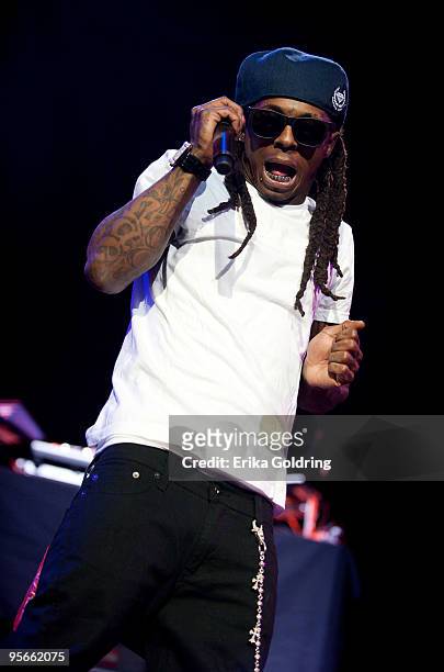 Lil Wayne performs at the Cajundome on January 8, 2010 in Lafayette, Louisiana.