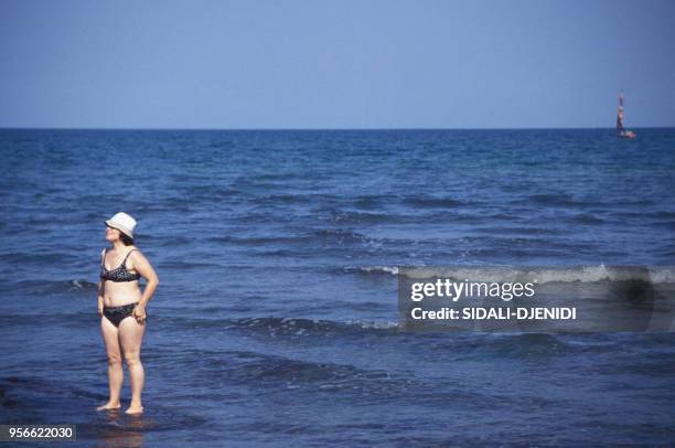 La plage à Constan?a en 1993 sur la mer Noire en Roumanie.