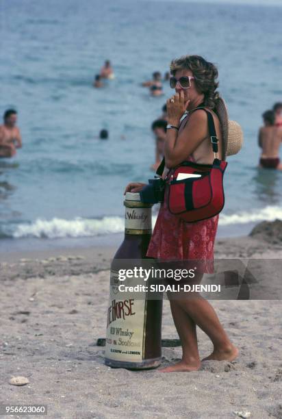 La plage à Constan?a en 1993 sur la mer Noire en Roumanie.