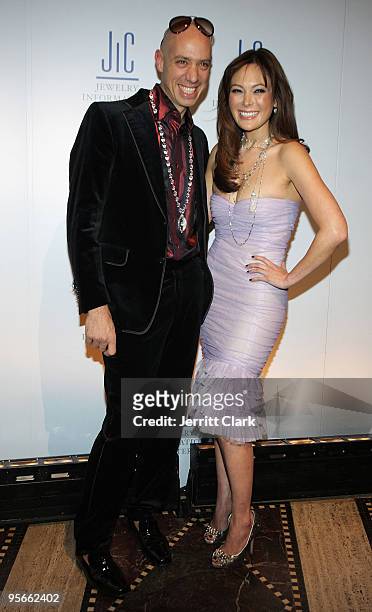 Stylist Robert Verdi and actress Lindsey Price attend the Jewelry Information Center's 8th Annual GEM Awards Gala at Gotham Hall on January 8, 2010...