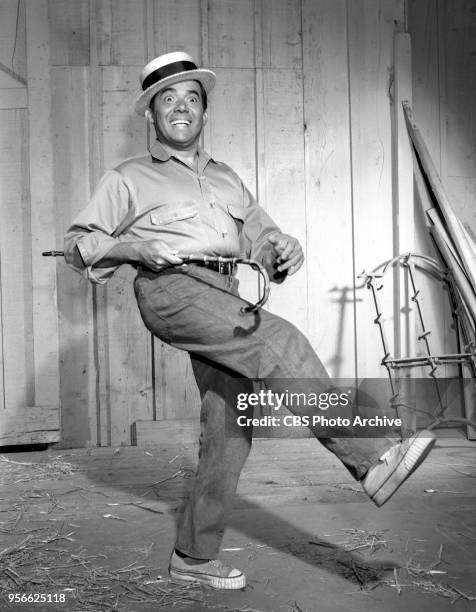 Television rural comedy The Real McCoys. Episode, Theater In The Barn, originally broadcast April 6, 1961. Pictured is Tony Martinez .