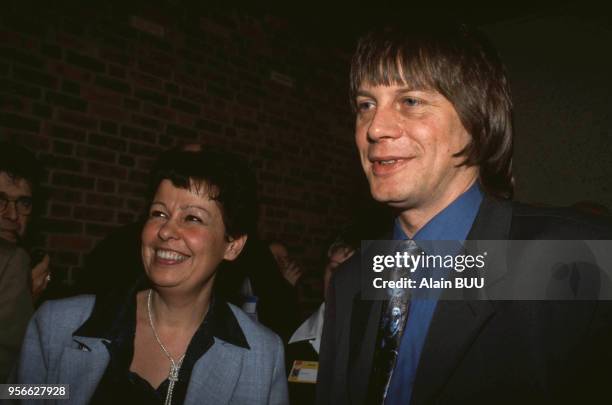 Maryse Dumas et Bernard Thibault au 46e congrès de la CGT le 5 février 1999 à Strasbourg, France.