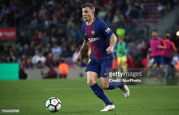Lucas Digne during the match between FC Barcelona and Villarreal CF, played at the Camp Nou Stadium on 09th May 2018 in Barcelona, Spain.