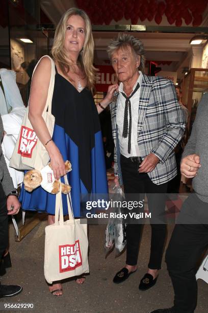 Penny Lancaster and Rod Stewart seen attending Hello! Magazine x Dover Street Market - anniversary party on May 9, 2018 in London, England.