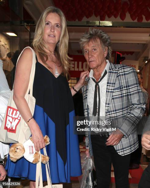 Penny Lancaster and Rod Stewart seen attending Hello! Magazine x Dover Street Market - anniversary party on May 9, 2018 in London, England.