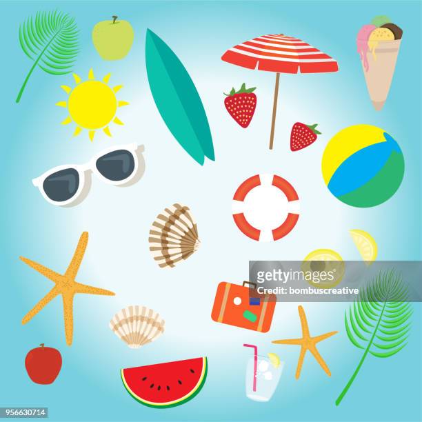 illustrations, cliparts, dessins animés et icônes de motif d'été - sac de plage